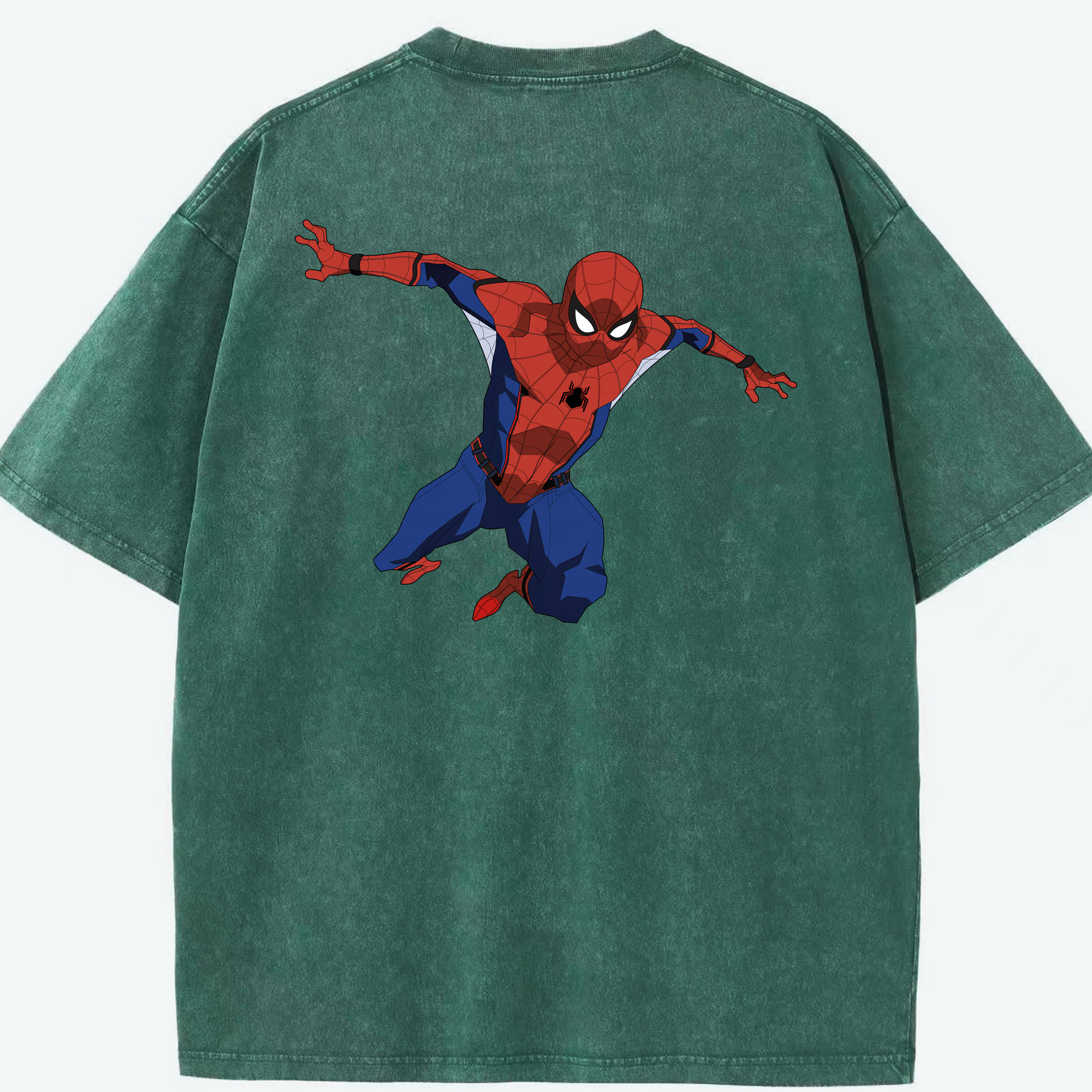 （画像用） Spider Man スパイダーマン 綿100% ヴィンテージ風 半袖Tシャツ（背面プリント）